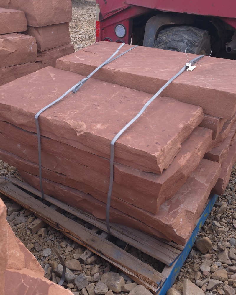 4'L X 4" Rise Red Cliff Stone Steps